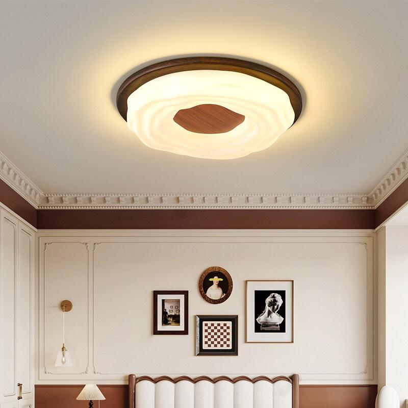 Chinese Retro Mid-Century Zen Ceiling Lamp: Solid Wood, Simple Style for Bedroom or Influencer Room