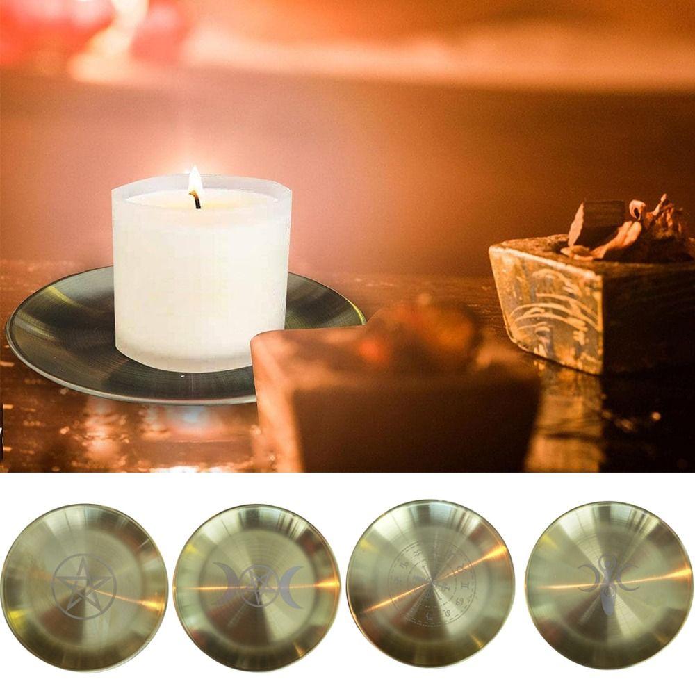 Stainless Steel Candelabra Tray Dowsing Divination Pentagram Altar Plate Candlefoot plate Prayers