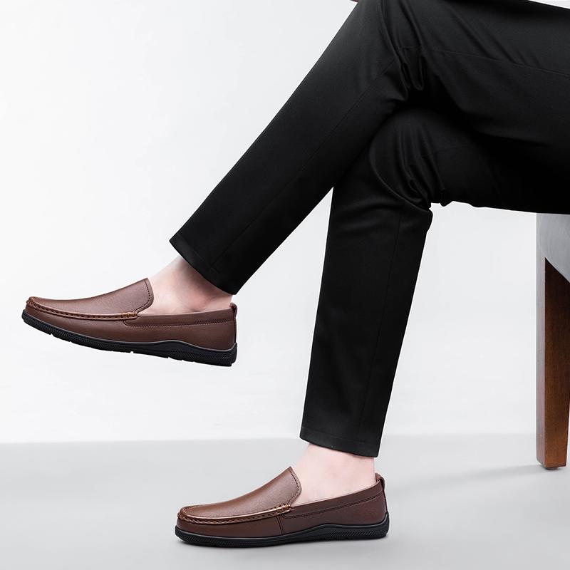 Модный бизнес Мужские слипоны Классические мужские лоферы из натуральной кожи Повседневная дышащая обувь на плоской подошве Нескользящая удобная обувь для ходьбы