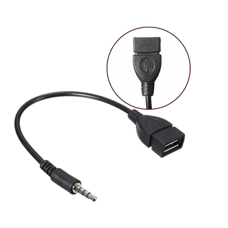 3,5 мм штекер Аудио Адаптер USB Флеш-накопитель Читатель Кабель AUX Штекер Удлинительный Кабель (Черный 20 см) Аксессуары для салона автомобиля