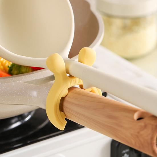 3Pcs Silicone Pot Handle Heat Resistant Spatula Holder Non-Slip Utensil Clip Anti-Boiling Spill Steam Vent Kitchen Organizer Cooking Accessory
