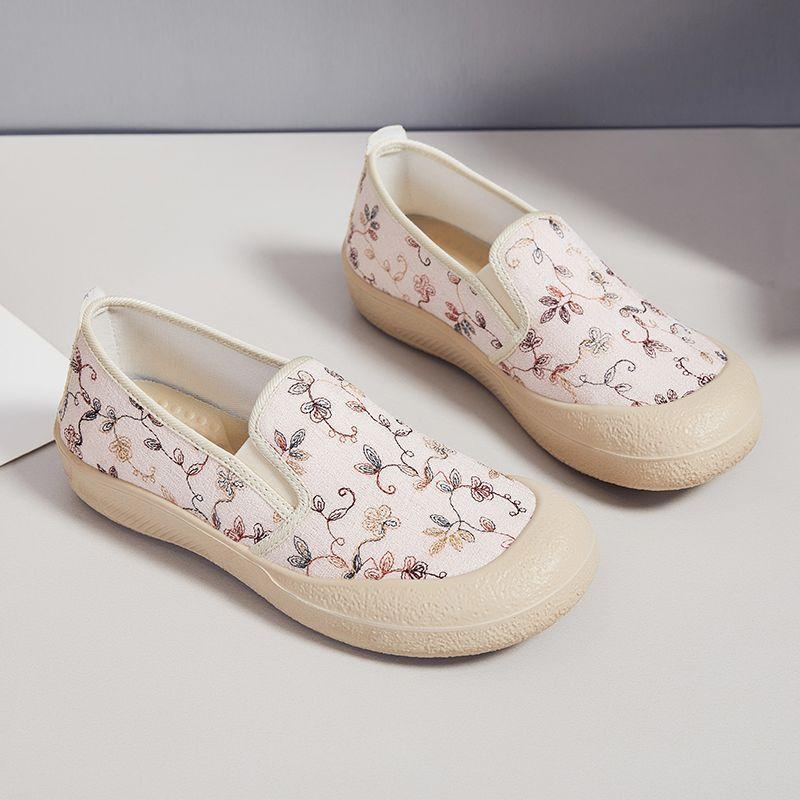 Women's Shoes Casual Shoes Summer New Style Shallow Mouth Flat Sole One Foot Comfortable Mother's Shoes Soft Sole Not Tired Feet Breathable