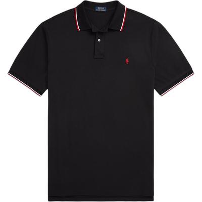 Polo Logo Вышитый Полосатый Отделка Повседневная Рубашка Поло с Коротким Рукавом Мужские Рубашки Поло Черный 710842621-001
