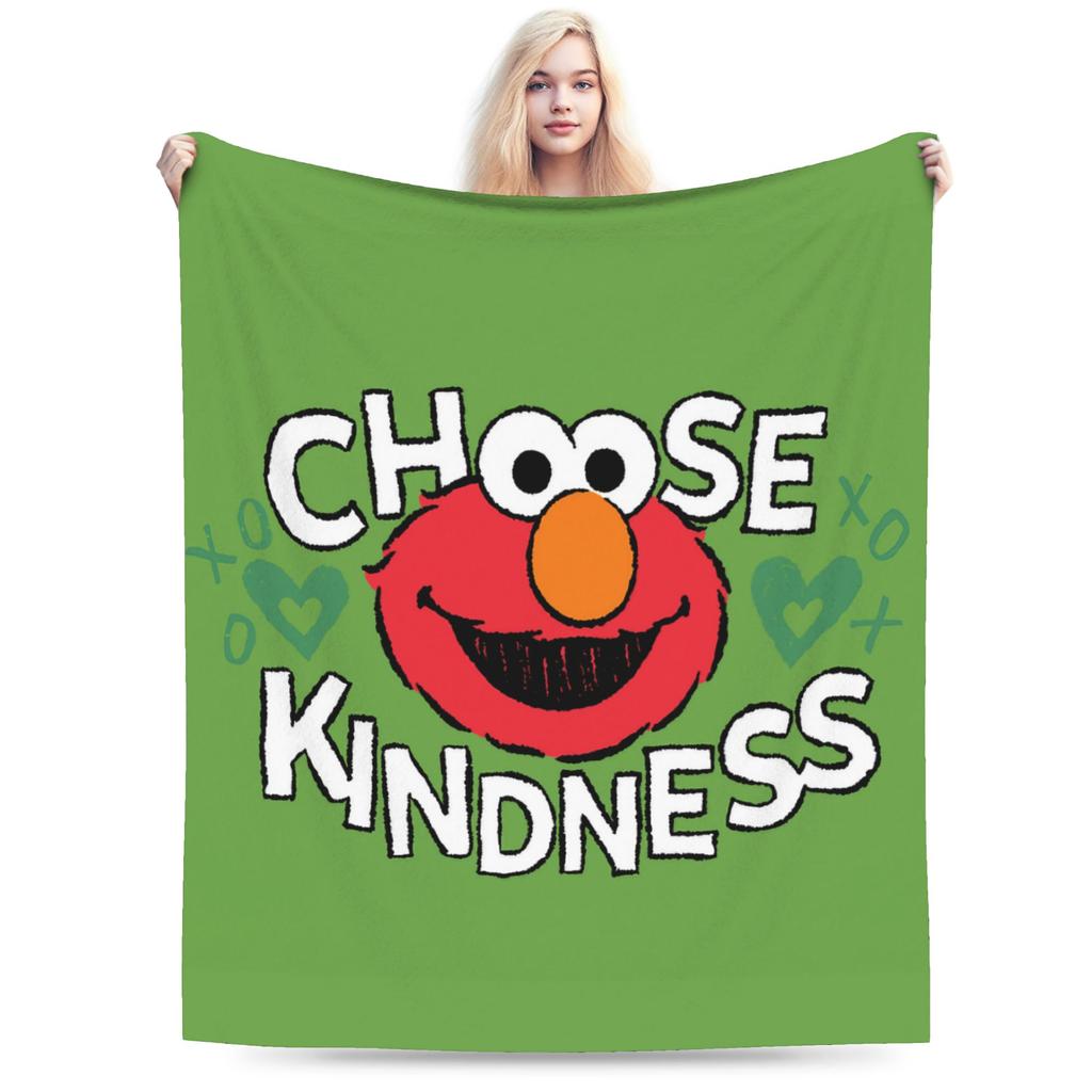 Sesame Street Tango Elmo & Grover Pattern Knitted Blanket Fleece  Warm Throw Blanket for Bed Bed Rug