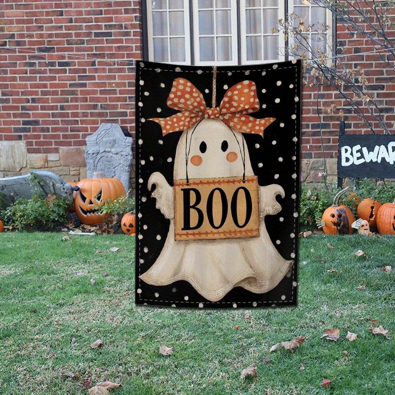 1pc Double-Sided Halloween Garden Flag - Party -  Easy Hang with Hooks - Spooky Halloween Decor, Festive Porch Display