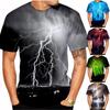 Summer Fashion Trend 3D Printing Lightning Print Personalized Cool Print Casual Comfortable Short Sleeved T-shirt