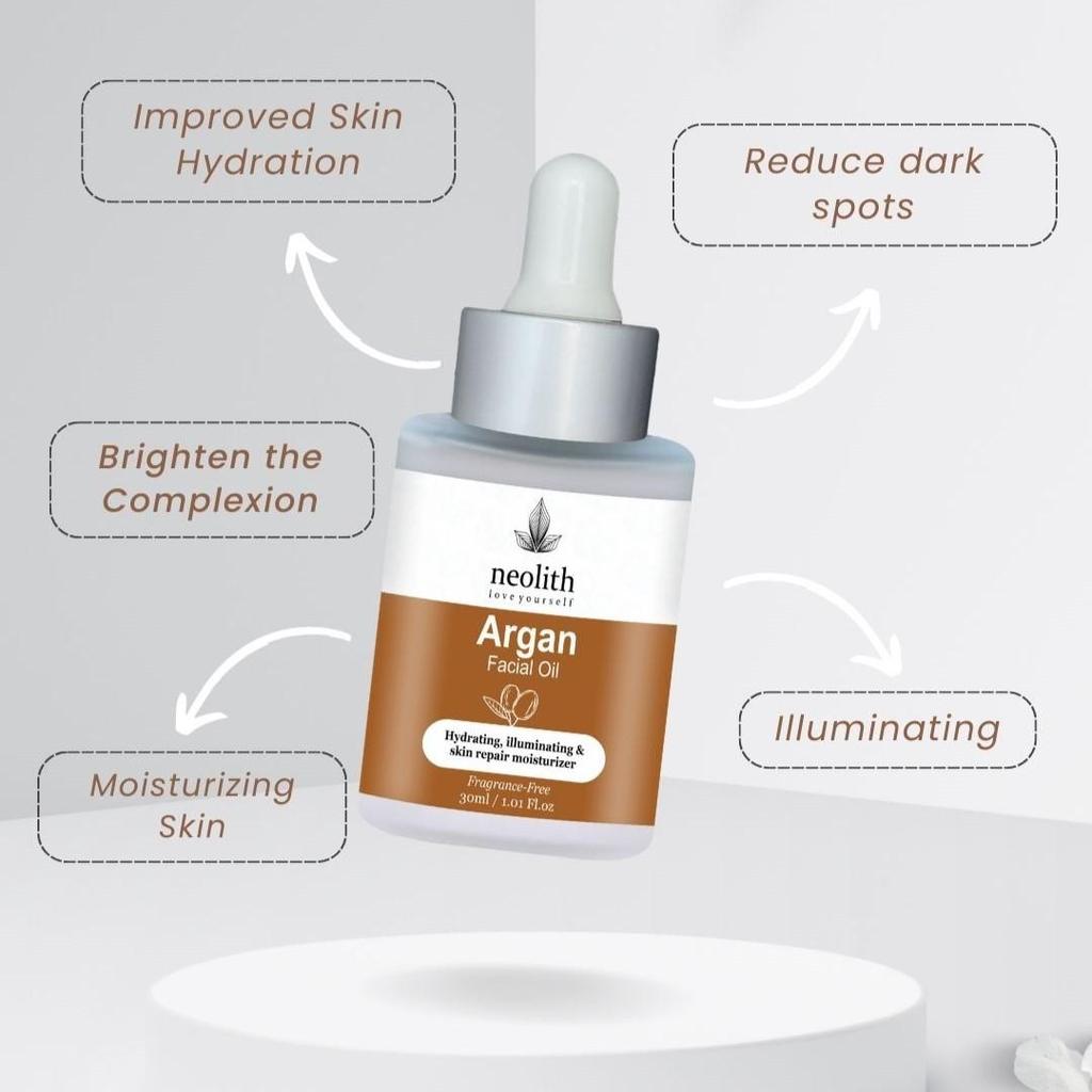 Neolith Аргановое масло для лица, кожи, волос, борьбы со старением, ногтей | 100% натуральное некомедогенное масло-носитель холодного отжима | 30 МЛ