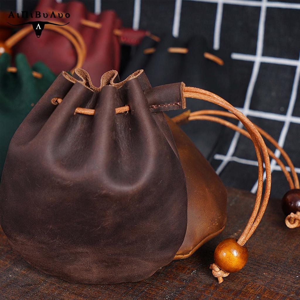 2025 Ретро Ручной работы Кошелек для монет Натуральная кожа Унисекс Портативный Карман для денег с Металлическим крючком Роскошная Изготовленная сумка для хранения для мужчин и женщин