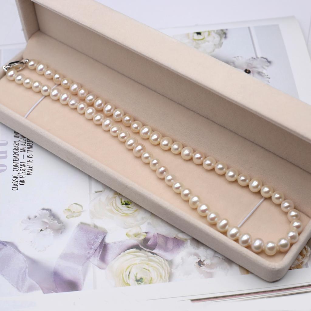 Women Necklace Warm White Pearl Necklace 7-8mm For Birthday Christmas Halloween Gifts 45cm