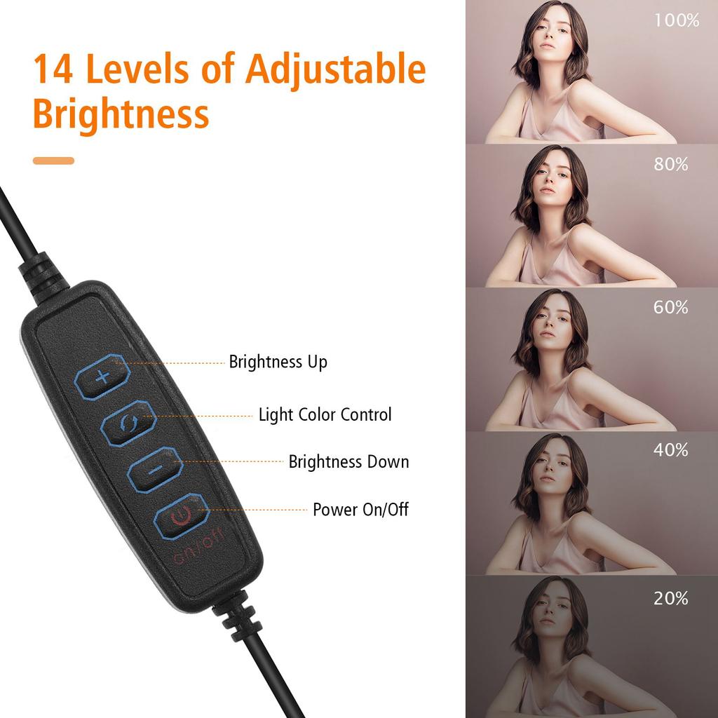 USB Dimmable Photography Lighting Kit LED Video Light with Ball Head Tripod 10 Color Filters Red Yellow Blue Green White