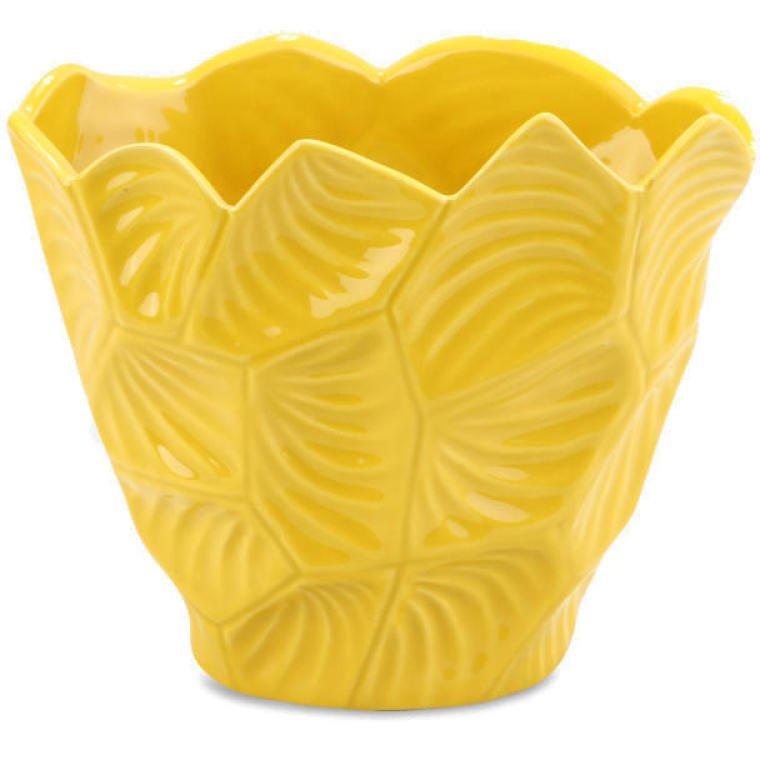 JJ Yellow Ceramic Vase with Stabilizing Anti-Slip Pads