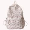Women Simple Floral Backpack Large Capacity Flower Book Schoolbag Adjustable Strap Casual Floral Backpack Students Daily Bag