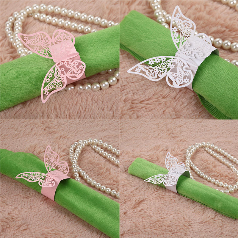 50 шт., кольцо для салфеток с бабочкой, держатель для бумаги, настольная вечеринка, свадебные сувениры, банкет