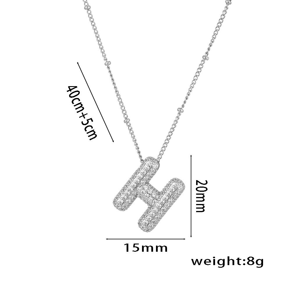 Fashion 26 Bubble Letter Initial Pendant18k Gold Plated Micropaved Full Zirconia Stone Chain Couple Necklace Women Jewelry
