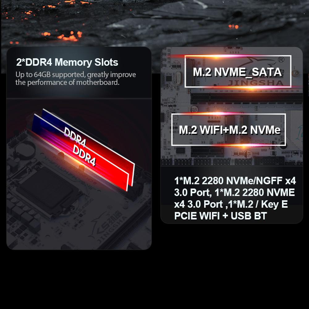 Материнская плата JINGSHA H511MK IntelSocket LGA1200 GEN 1011 Процессор Процессор DDR4 Двухканальный 5xSATA