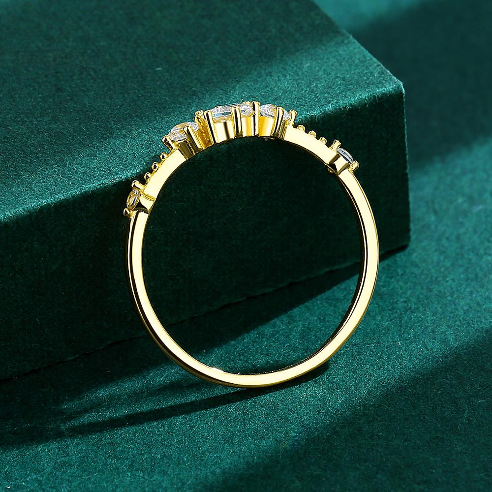 Изысканные серебряные кольца 925 пробы для женщин, желтое золото, простые повседневные простые полые кольца с кристаллами циркония и бриллиантами, подарки, ювелирные изделия