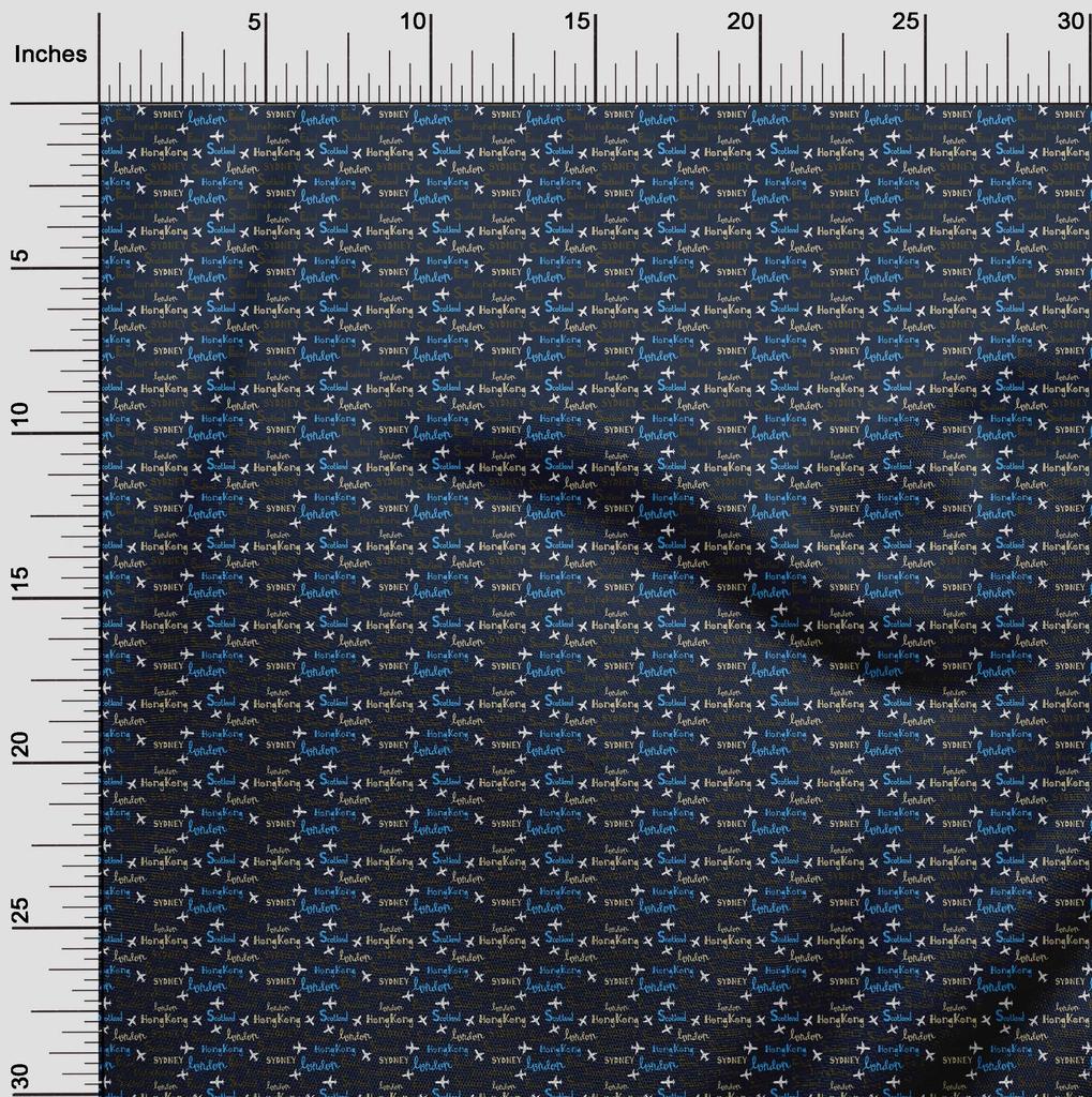 oneOone Cotton Flex Dark Blue Fabric Travel Fabric For Sewing Printed Craft Fabric By The Yard 40 Inch