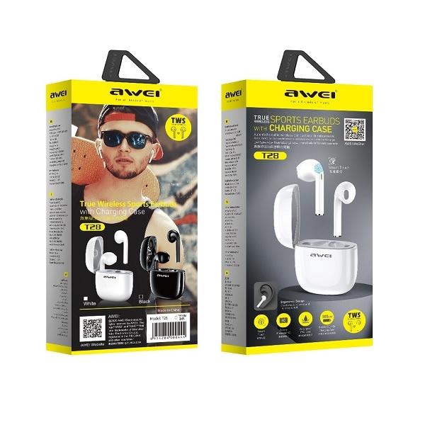 Słuchawki Bluetooth AWEI T28 TWS z stacją dokującą Czarne