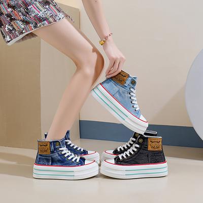 Осенние новые парусиновые туфли для студенток, повседневная обувь на платформе, модные кроссовки для женщин