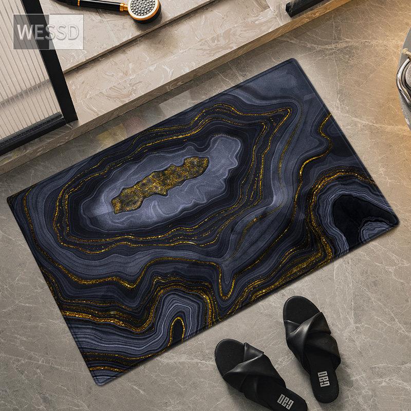Черный, серый мраморный коврик для гостиной, противоскользящие кухонные коврики для пола, прикроватные коврики для спальни, украшение дома