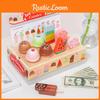Simulation Ice Wooden Cream Vending Cabinet Model Children Toy Set Gift For
