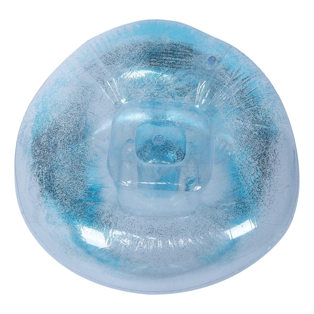 Взрослое прозрачное складное надувное кресло-диван с декором из пайеток для отдыха, сна, синего цвета