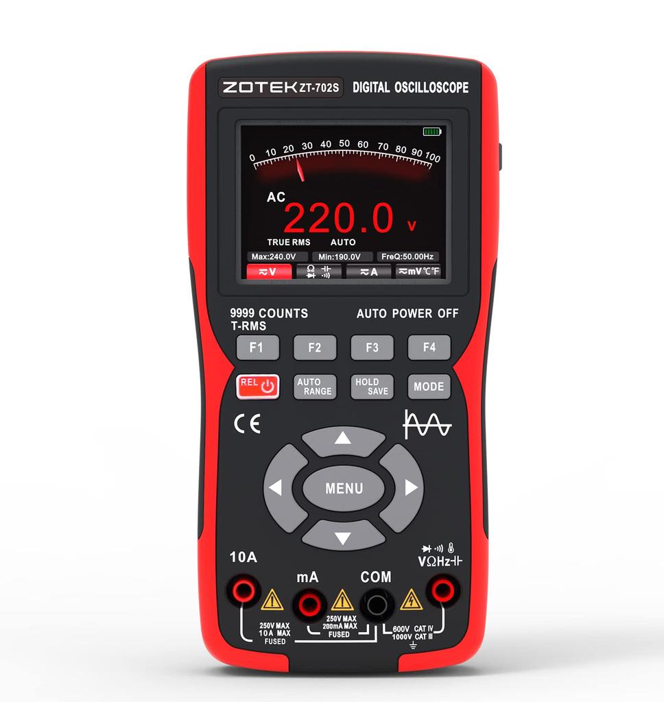 Цифровой автоматический осциллограф-мультиметр «2-в-1», длина записи 64 Кбайт, высокая частота дискретизации 48 Мвыб/с, тестирование по напряжению и току