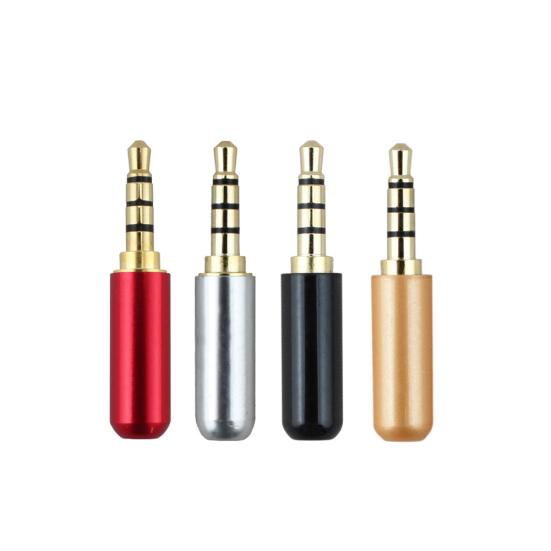 1Pc 3.5mm 4 Pole Gold Plated Solder Audio Jack Plug Connector for Headphone
