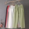 Summer Women Trousers Casual Cotton Linen Pants Loose Straight Trousers Nine Point Harem Pants