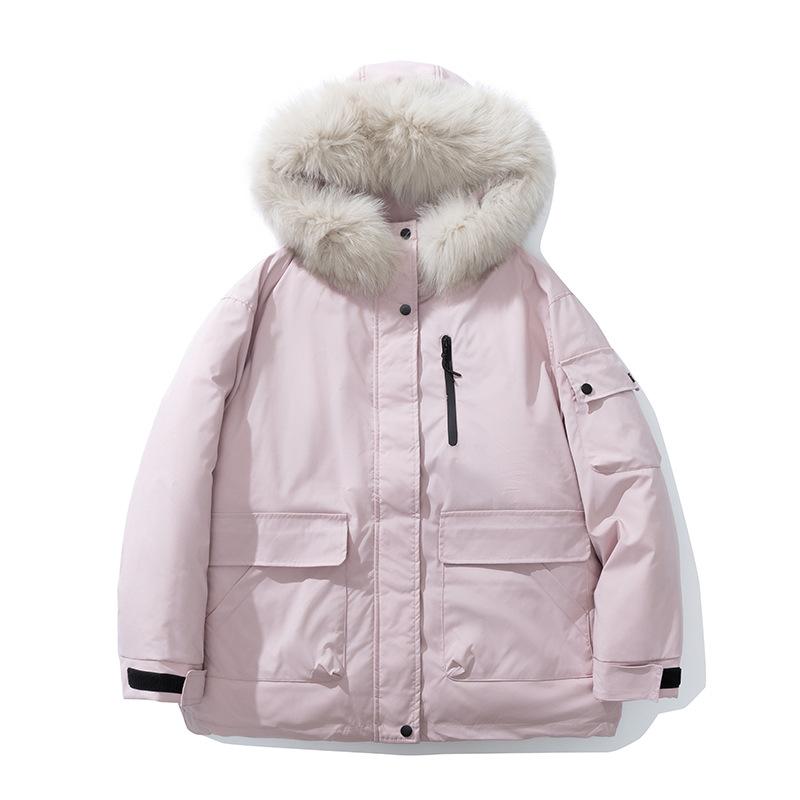 Женская осенне-зимняя однотонная короткая утолщенная свободная парка с капюшоном и меховым воротником, 5 цветов