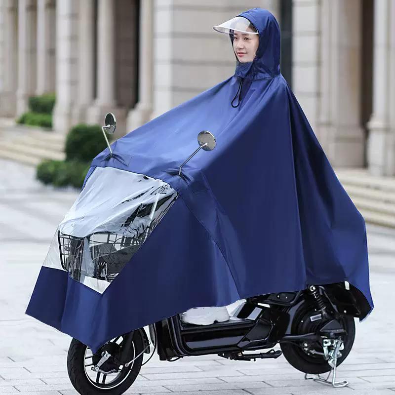 Motorcycle Raincoat, Electric Vehicle Poncho, Electric Bicycle Long Full-Body Raincoat, Heavy Rain Protection, Double-Sized Raincoat for Men and Women