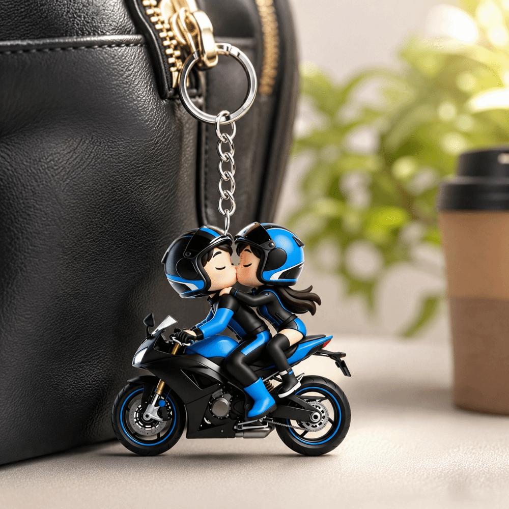 Mini Design Motorcycle Keychain 2D Flat Locomotive Men Pendant Bag Hanging Charm Key Decor