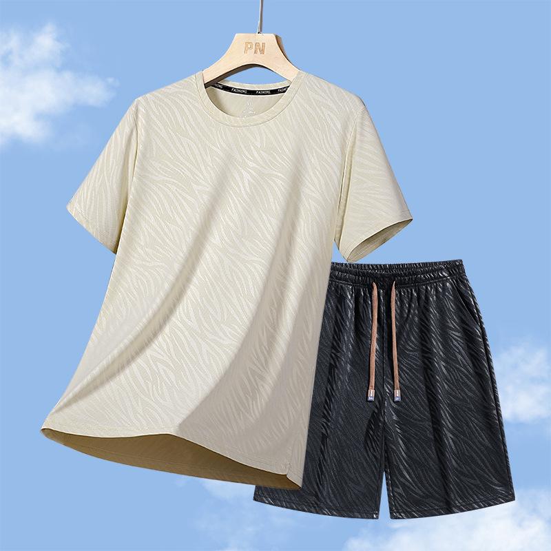 Men's Summer Quick-Dry Ice Silk Sports Set: Loose Round-Neck T-Shirt & Shorts