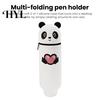 Rotating Pen Holder Pencil Case Desktop Stand Up Cartoon Animal Design School Pouch Silicone Storage Bag for Home Office Supplies Retractable
