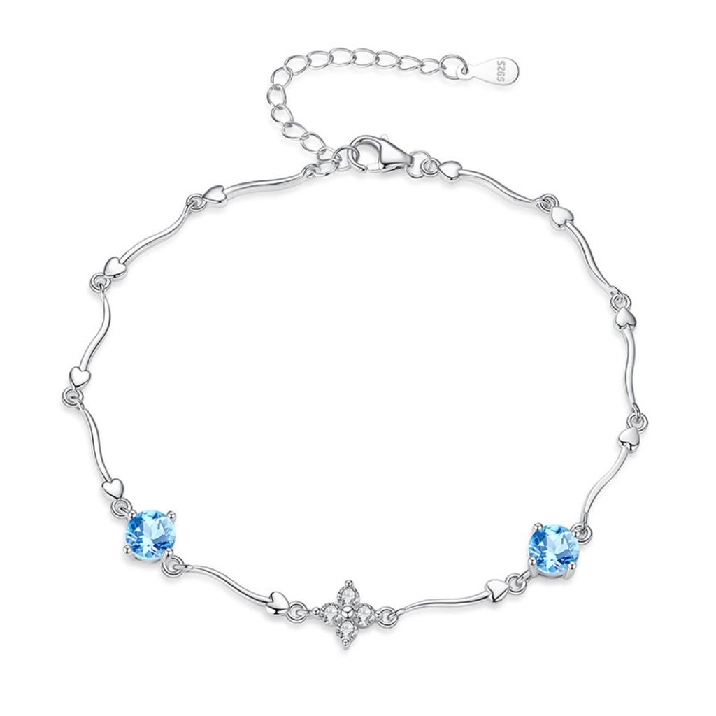 S925 sterling silver bracelet women's natural crystal stone hand jewelry Valentine's Day gift for girlfriend