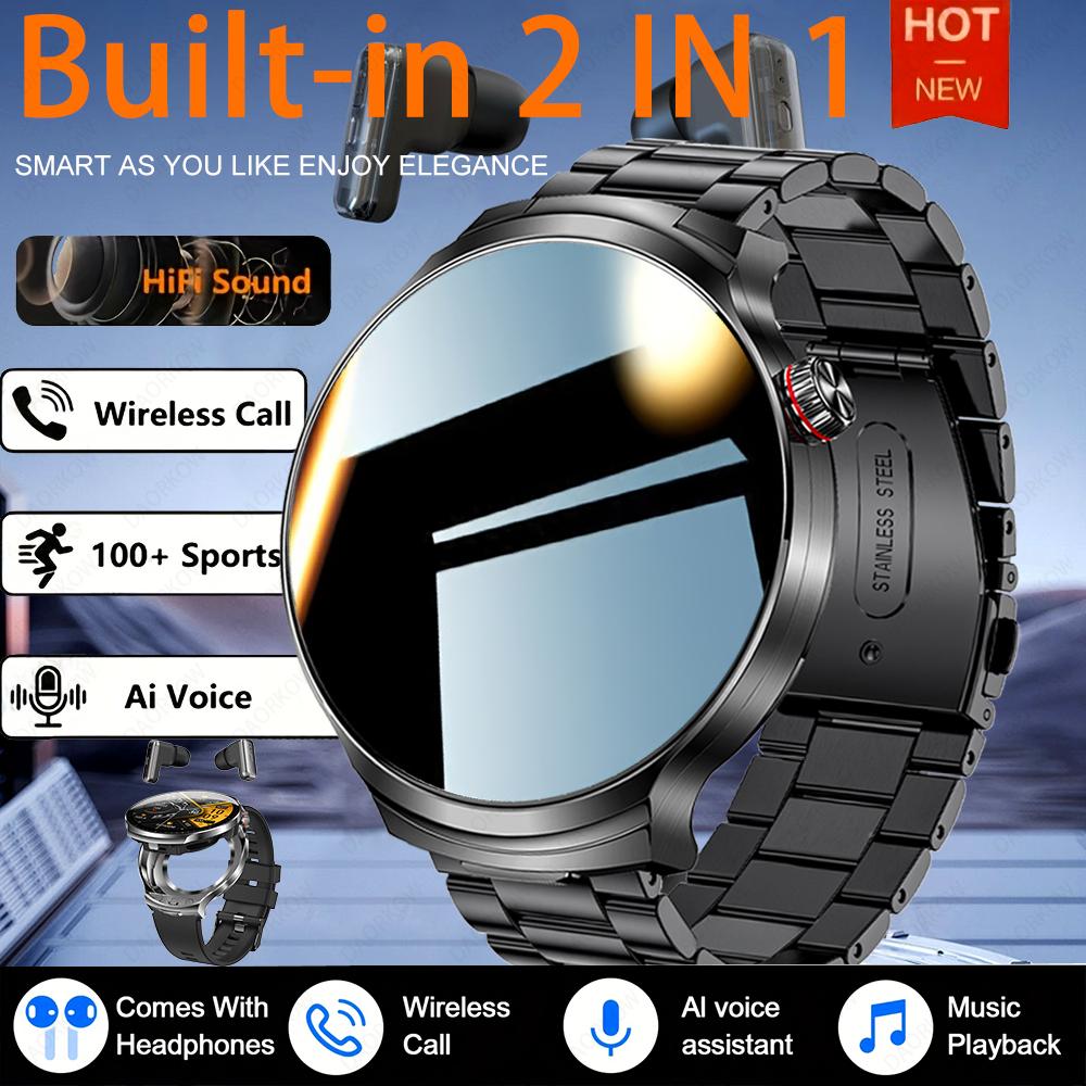 Новые умные часы 2 в 1 с наушниками Умные часы TWS Bluetooth наушник Bluetooth звонок Водонепроницаемые Монитор сердечного ритма и кислорода в крови Спортивные часы