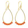 [Q1008] - Golden Orange 'Boho' Steel Designer Earrings - 28x17 Mm