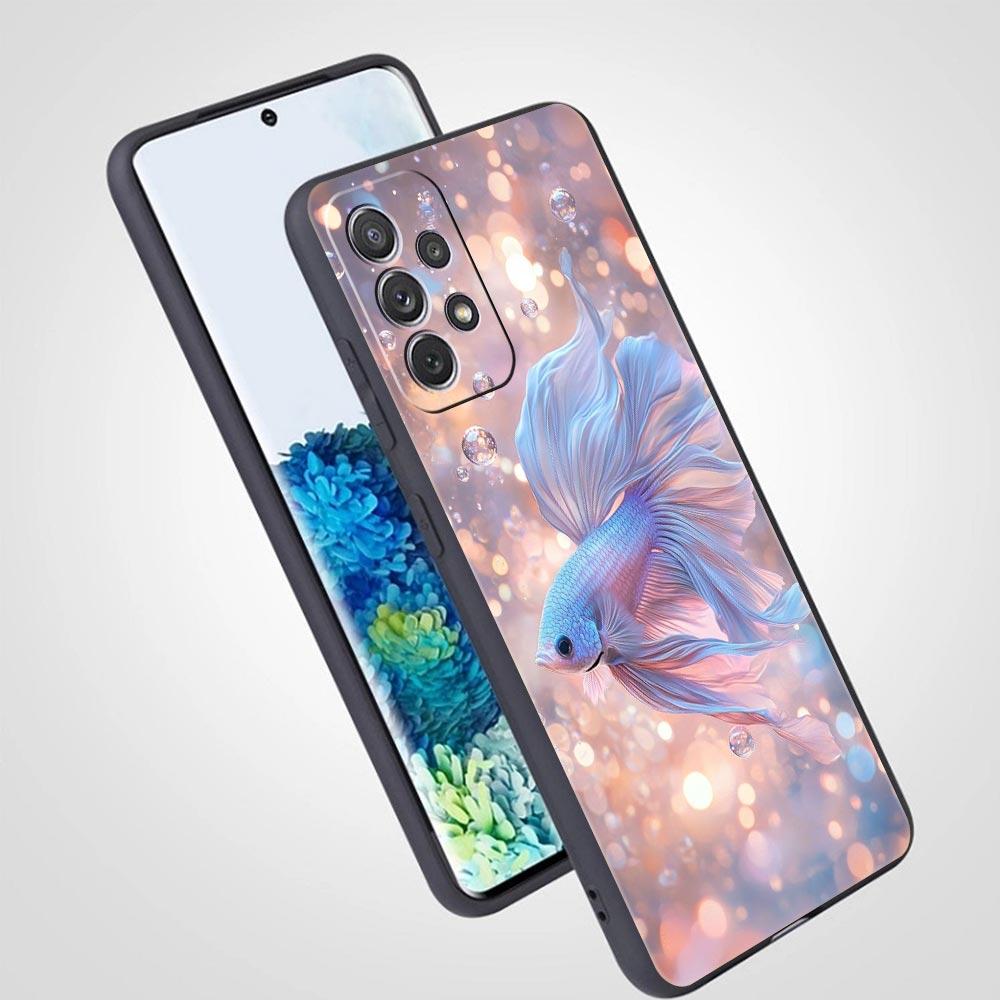 Чехол для телефона "Золотая рыбка плывет" для Samsung Galaxy A55 A35 A15 A14 A13 A25 A54 A51 A71 A72 A73 A32 A52 A41 5G Мягкий TPU Чехол Capas