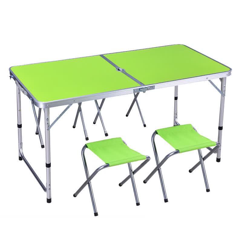 Wenzhiwu 120x60cm Aluminum Folding Table & 4 Chairs Set