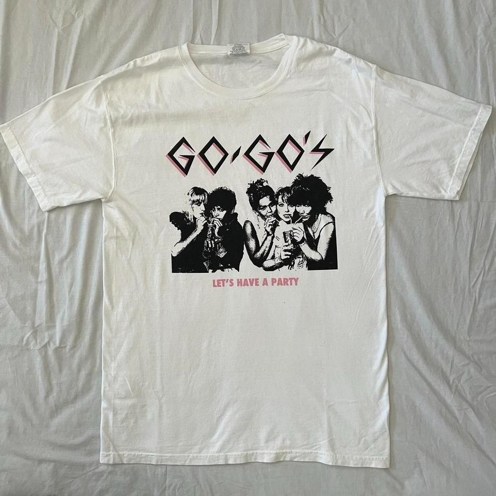 Винтажная белая футболка с коротким рукавом The Go-Go’s Let’s Have A Party KV40137 Унисекс