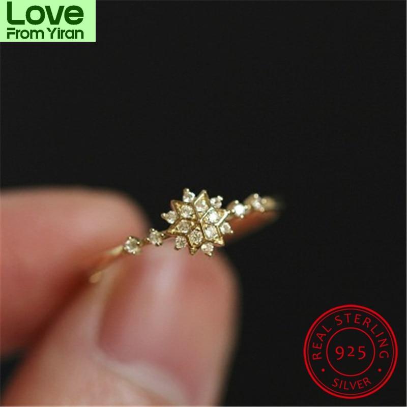 Кольцо из стерлингового серебра 925 пробы, женское кольцо в виде снежинки с камнем, изящные обручальные кольца для женщин, тонкое кольцо с белым цирконием, ювелирные изделия