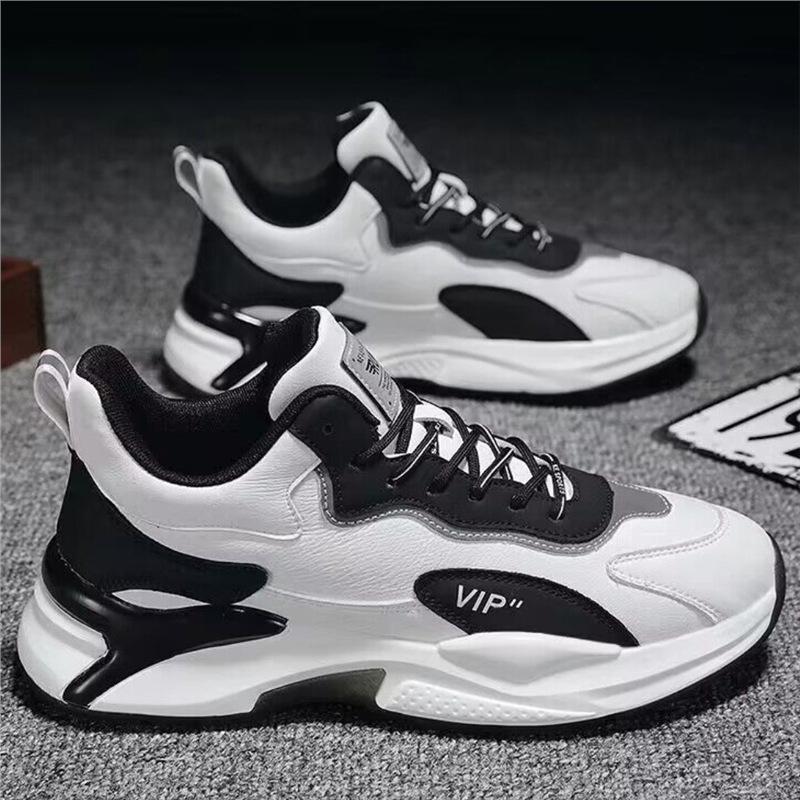 Men's Shoes Summer New Breathable Leather Shoes Men's Sports Shoes Korean Version Versatile Little White Inner Height Increase Dad Trendy Shoes