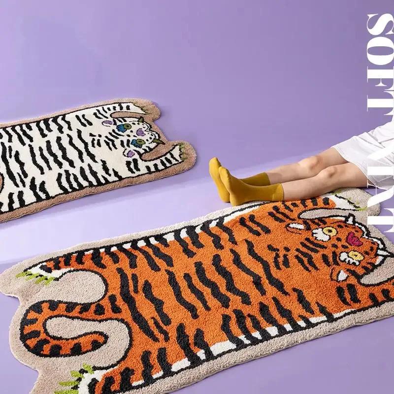 Cartoon Tiger Plush Rug, Cute  Soft Bedside Carpet for Bedroom, Living Room, Cozy Home Decor Floor Mat