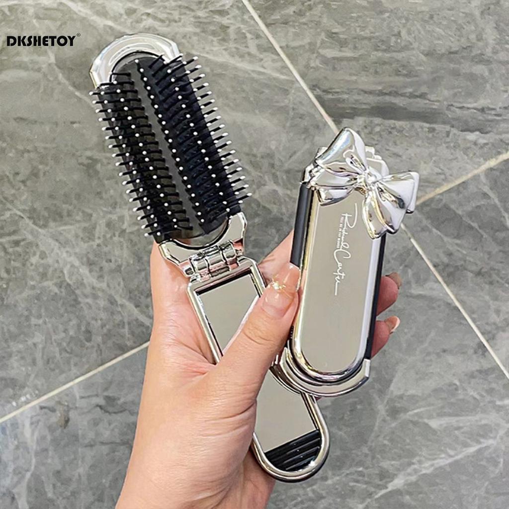 Folding Mini Hair Combs with Mirror For Travel hair styling tools Cartoon Hairbrush Head Massage Anti-Static Brushes mirrors