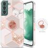 Case - BOOLING - for Samsung Galaxy S22 - Pink Marble - Shockproof - 360° Stand Ring
