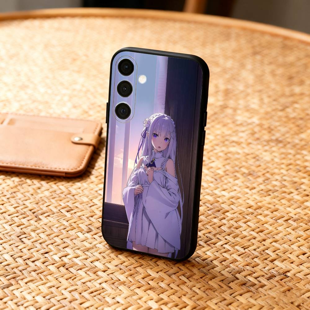 Re Zero Рем Эмилия Чехол для телефона для Samsung A73, A21s, A22, A31, A32, A52, A53, A71, A80, Мягкий черный корпус