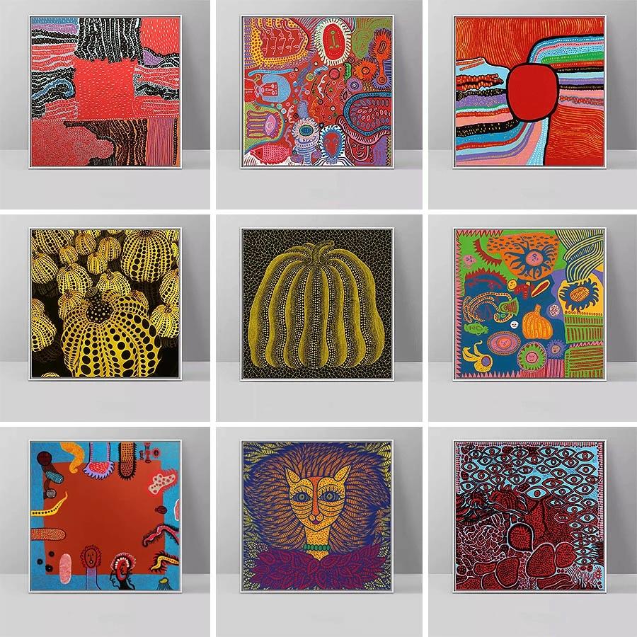 Yayoi Kusama абстрактное искусство тыква холст картины постеры и принты настенные художественные картины для гостиной Cuadros украшение дома