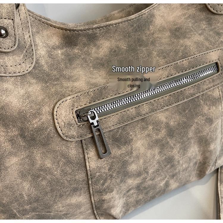 2025 Women's Retro Large-Capacity Frosted Tote, Shoulder, and Crossbody Bag