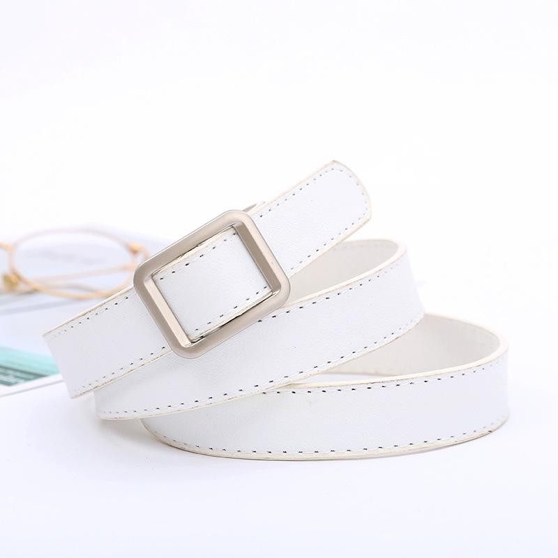 Женский ремень с квадратной пряжкой без отверстий для женщин, простой и универсальный, корейская ретро-мода, черный ремень для брюк, корейский студенческий ремень для женщин