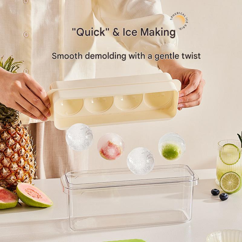 Large Ice Ball Maker Food Grade Silicone Whiskey Sphere Press Ice Cube Tray Giant Ice Ball Maker, Compact Storage for Home Bar